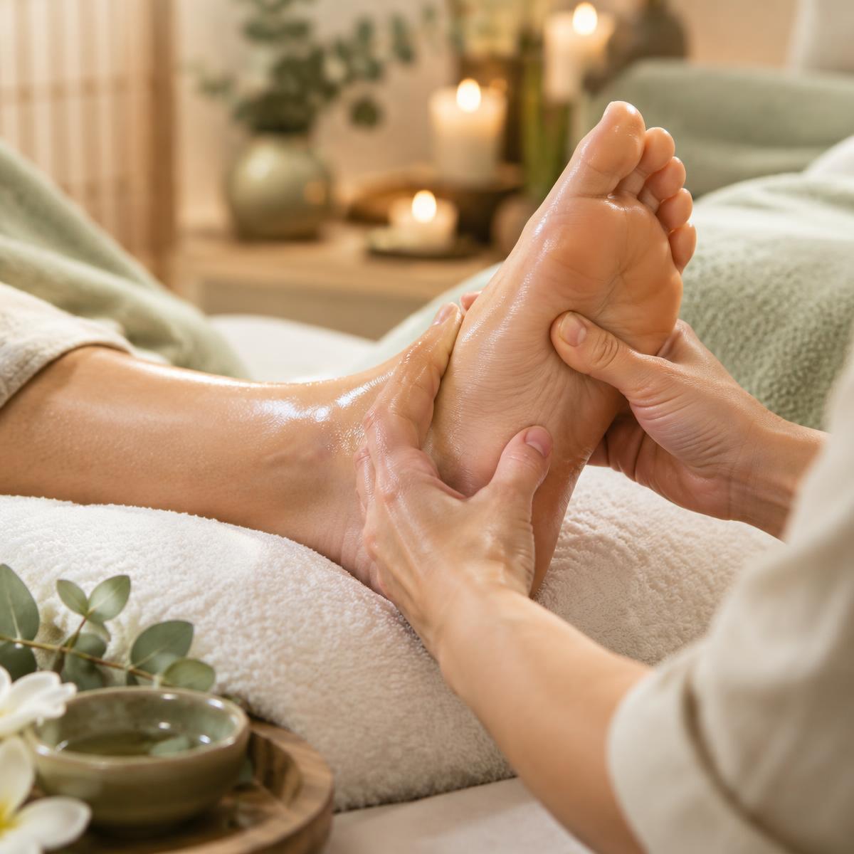 Foot reflexology treatment